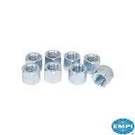 HD racing exhaust nuts, silver zinc plated, set of 8, 8mm-1.25
