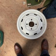 Wheel OE- 4 stud   5.0 X 15"   (4 X 130)  used-painted -White-Beetle , Ghia, Type 3 -used-
