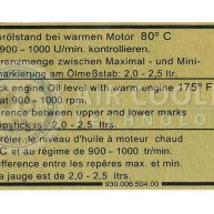 Sticker, engine oil level 911