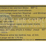 Sticker, engine oil level 911